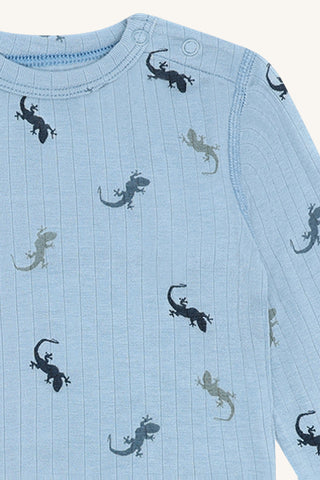 Bambus Langarm Body Buller Lizards Light Blue von Hust and Claire