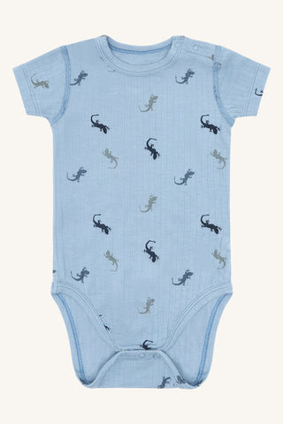 Bambus Kurzarm Body Buller Lizards Light Blue von Hust and Claire