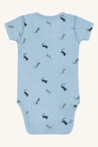 Bambus Kurzarm Body Buller Lizards Light Blue von Hust and Claire