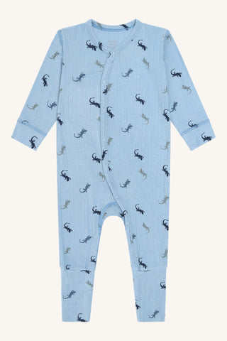 Bambus Pyjama Mulle Lizards Light Blue von Hust and Claire