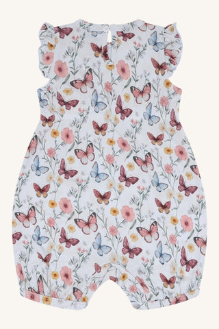 Bambus Kurzarm Strampler Milu Butterfly Water Blue von Hust and Claire