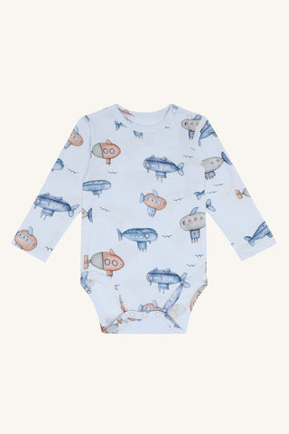 Bambus Langarm Body Buller Submarine Water Blue von Hust and Claire