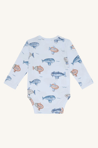 Bambus Langarm Body Buller Submarine Water Blue von Hust and Claire