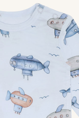 Bambus Langarm Body Buller Submarine Water Blue von Hust and Claire