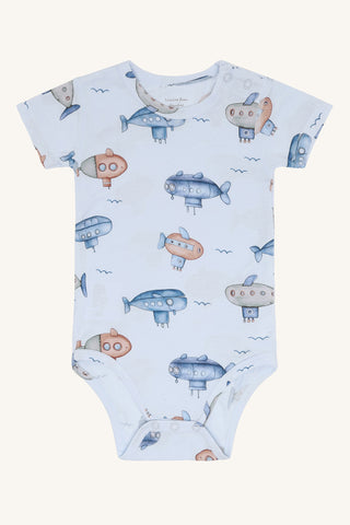 Bambus Kurzarm Body Buller Submarine Water Blue von Hust and Claire