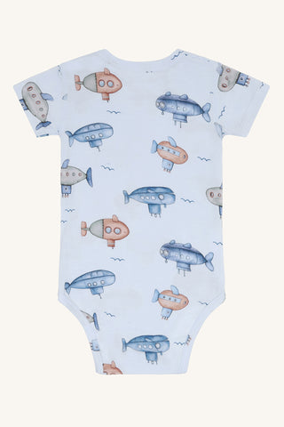 Bambus Kurzarm Body Buller Submarine Water Blue von Hust and Claire