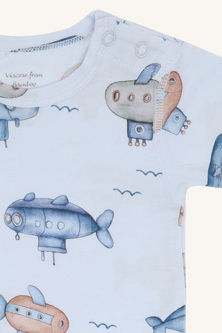 Bambus Kurzarm Body Buller Submarine Water Blue von Hust and Claire