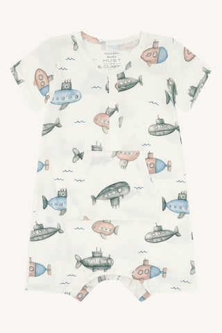 Bambus Kurzarm Strampler Milu Submarine Ivory von Hust and Claire