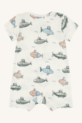 Bambus Kurzarm Strampler Milu Submarine Ivory von Hust and Claire