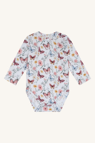 Bambus Langarm Body Buller Butterfly Water Blue von Hust and Claire