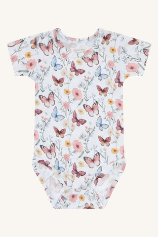 Bambus Kurzarm Body Buller Butterfly Water Blue von Hust and Claire