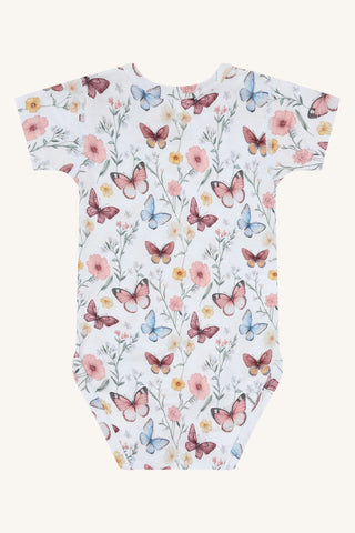 Bambus Kurzarm Body Buller Butterfly Water Blue von Hust and Claire