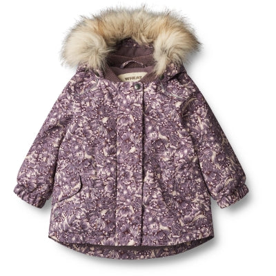 Winterjacke Mathilde Tech für Kleinkinder mit Lila Tulpenprint von Wheat