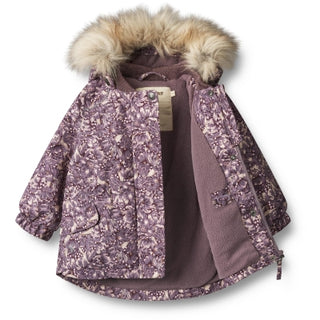 Winterjacke Mathilde Tech für Kleinkinder mit Lila Tulpenprint von Wheat