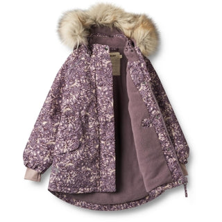 Winterjacke Mathilde Tech für Kids mit Lila Tulpenprint von Wheat