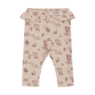 Baumwoll-Leggings Beige-Rosa mit Waldtierprint von Fixoni