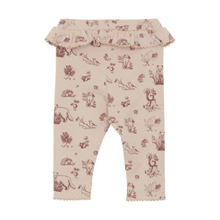 Baumwoll-Leggings Beige-Rosa mit Waldtierprint von Fixoni