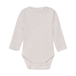 Langarm Body White Sand Melange mit Lochmuster von Fixoni