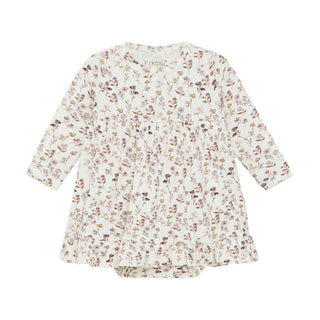 Modal Langarm-Kleid weiss mit Blumenmuster von Fixoni