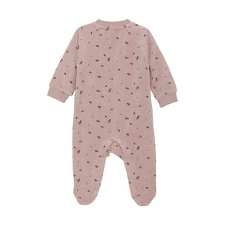 Velour langarm Strampler Lila mit Blumenprint von Fixoni
