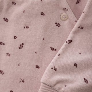 Velour langarm Strampler Lila mit Blumenprint von Fixoni