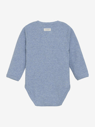 Modal Wickelbody Rain Washed Melange Blau von Fixoni