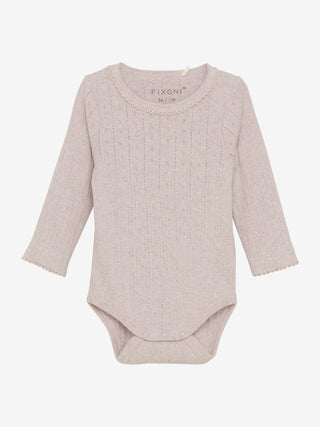 Langarm Body Violet Ice Melange mit Lochmuster von Fixoni