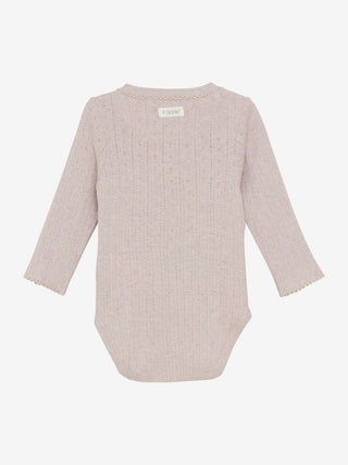 Langarm Body Violet Ice Melange mit Lochmuster von Fixoni