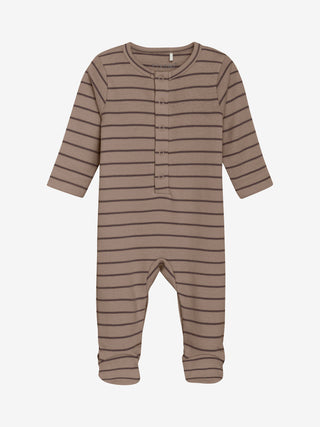 Baumwoll-Strampler mit Füssen Mocha Meringue von Fixoni