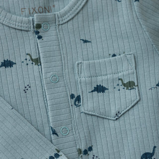 Modal Strampler Arona Blau mit Dinoprint von Fixoni