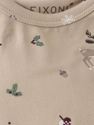 Langarm Body Moonlight Beige mit Weihnachtsprint von Fixoni