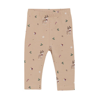 Leggings Moonlight Beige mit Weihnachtsprint von Fixoni