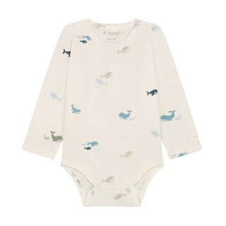 Langarm Body Arctic Ice Weiss mit Fischprint von Fixoni