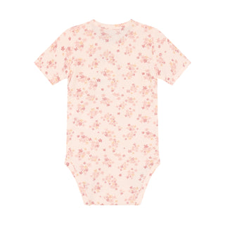 Bambus Kurzarm Body Soft Pink mit Blumenprint von Fixoni