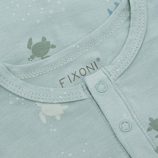 Bambus Langarm Body Türkis mit Schildkrötenprint von Fixoni