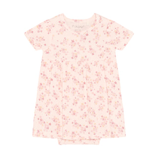 Bambus Kurzarm Kleid Soft Pink mit Blumenprint von Fixoni