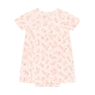 Bambus Kurzarm Kleid Soft Pink mit Blumenprint von Fixoni