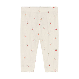 Baby-Leggings Eggnog mit Lochmuster und Kirschprint von Fixoni