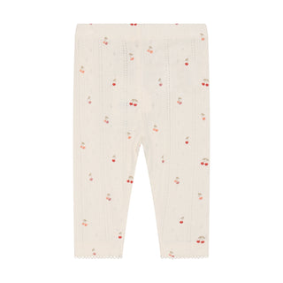 Baby-Leggings Eggnog mit Lochmuster und Kirschprint von Fixoni