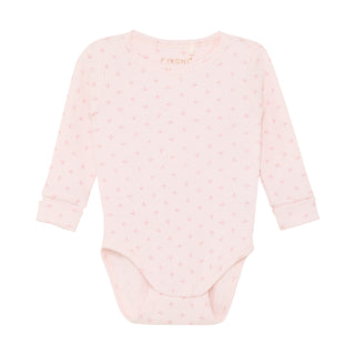Langarm Body Rosa mit feinem Blumenprint von Fixoni