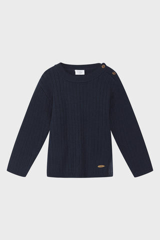 Merinowolle Strickpullover Pil More Navy von Hust and Claire
