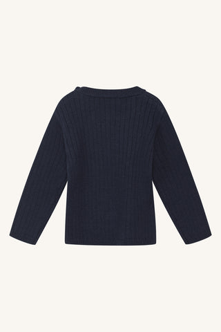 Merinowolle Strickpullover Pil More Navy von Hust and Claire