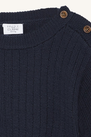 Merinowolle Strickpullover Pil More Navy von Hust and Claire