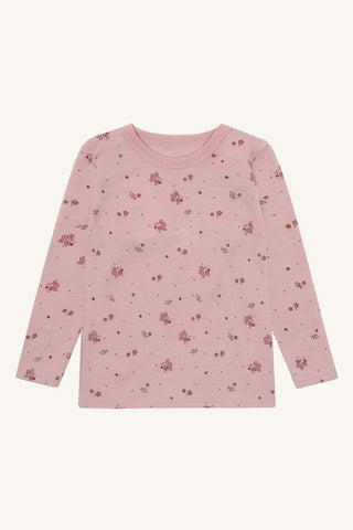 Merinowolle Shirt Awo Rosa mit Blumenmuster von Hust and Claire