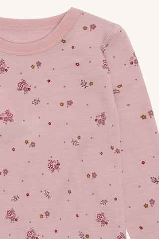 Merinowolle Shirt Awo Rosa mit Blumenmuster von Hust and Claire