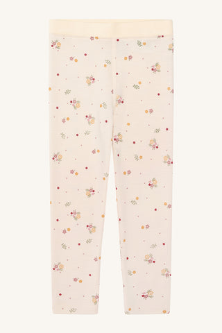 Merinowolle Leggings Liro Off White mit Blumenmuster von Hust and Claire
