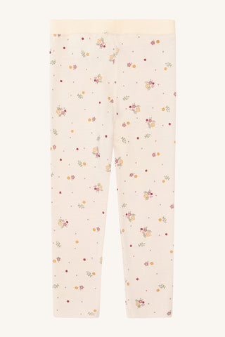 Merinowolle Leggings Liro Off White mit Blumenmuster von Hust and Claire
