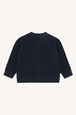 Merinowolle Strickjacke Curi More Navy Blau von Hust and Claire