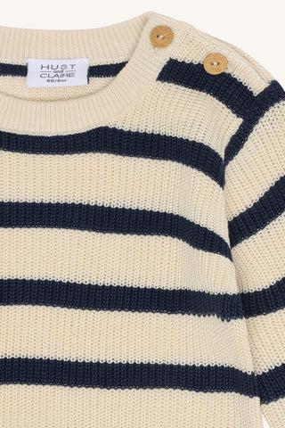 Bambus Feinstrick-Pullover Pos Blues gestreift von Hust and Claire