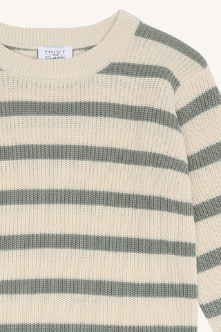 Bambus Feinstrick-Pullover Pos Forest Fog gestreift von Hust and Claire